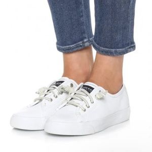 Sperry sea coast casual white leather sneakers flats loafers slip on boat shoes
